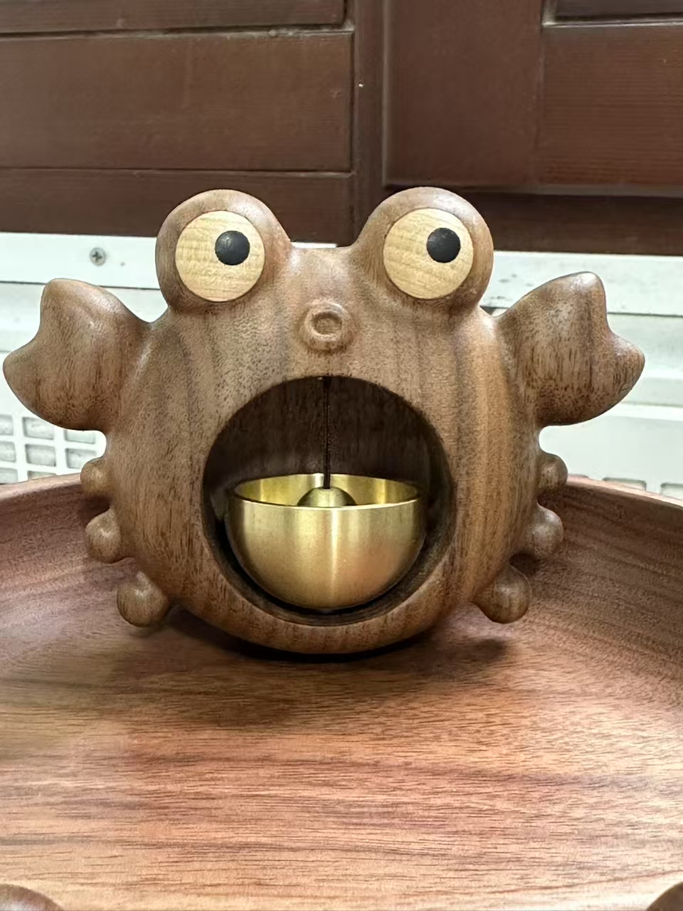 北美黑胡桃木吸门式螃蟹铃铛多巴胺入户门铃装饰