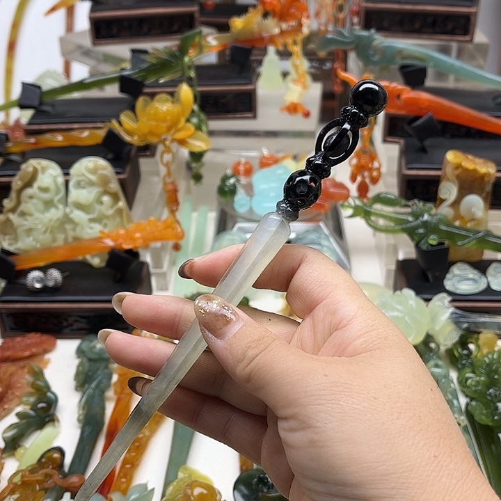 蛇纹石玉岫玉发簪未镶嵌