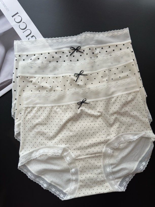 90-130斤 中高腰波点少女时尚舒适女士三角内裤短裤3条装
