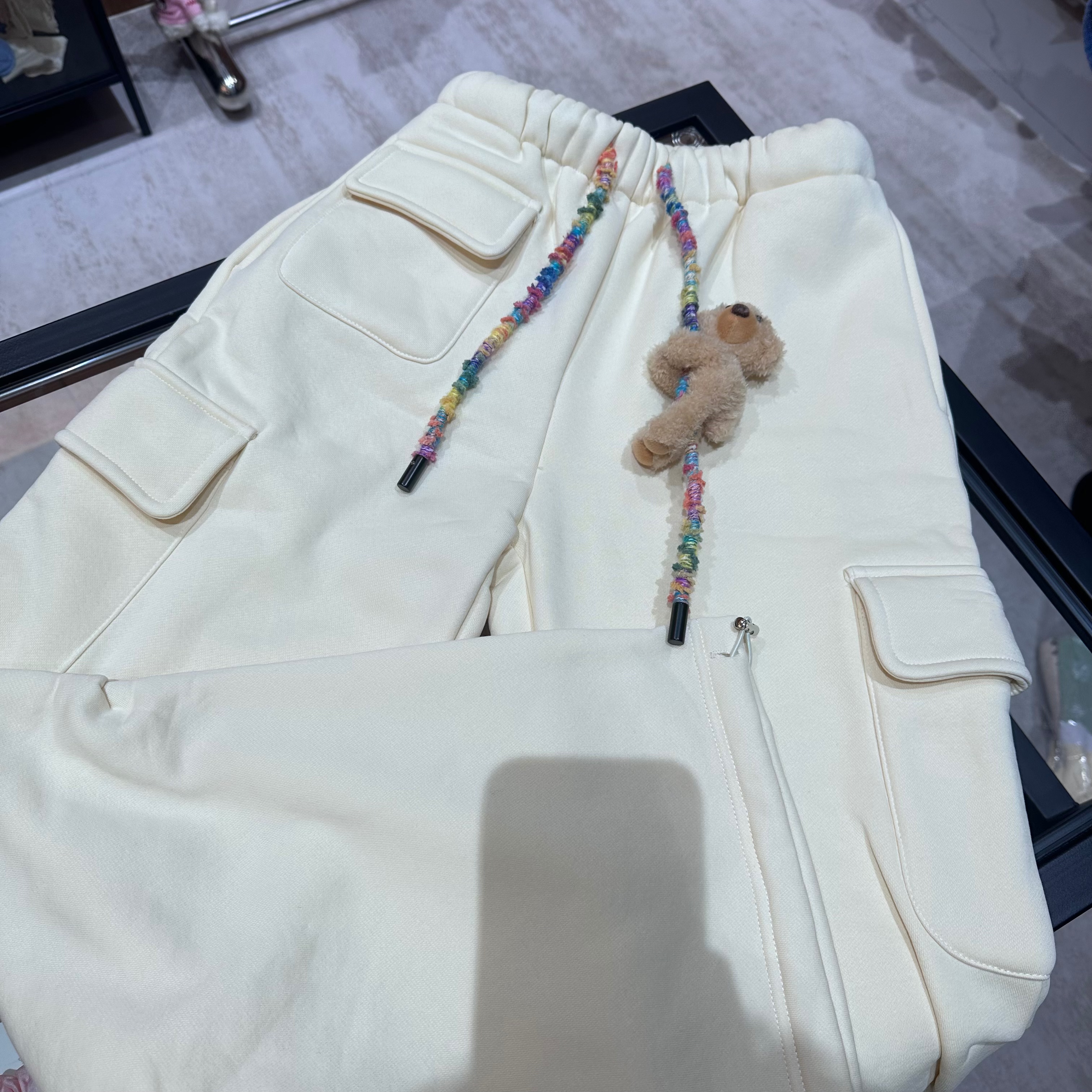 FOG（055）-加绒纯色立体小熊棉裤裤加绒裤