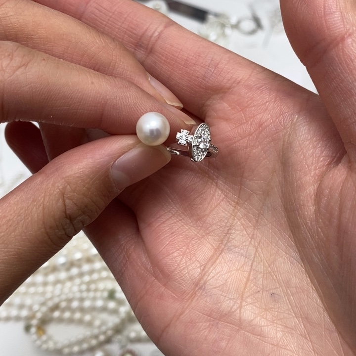 淡水珍珠合金戒指7.7m