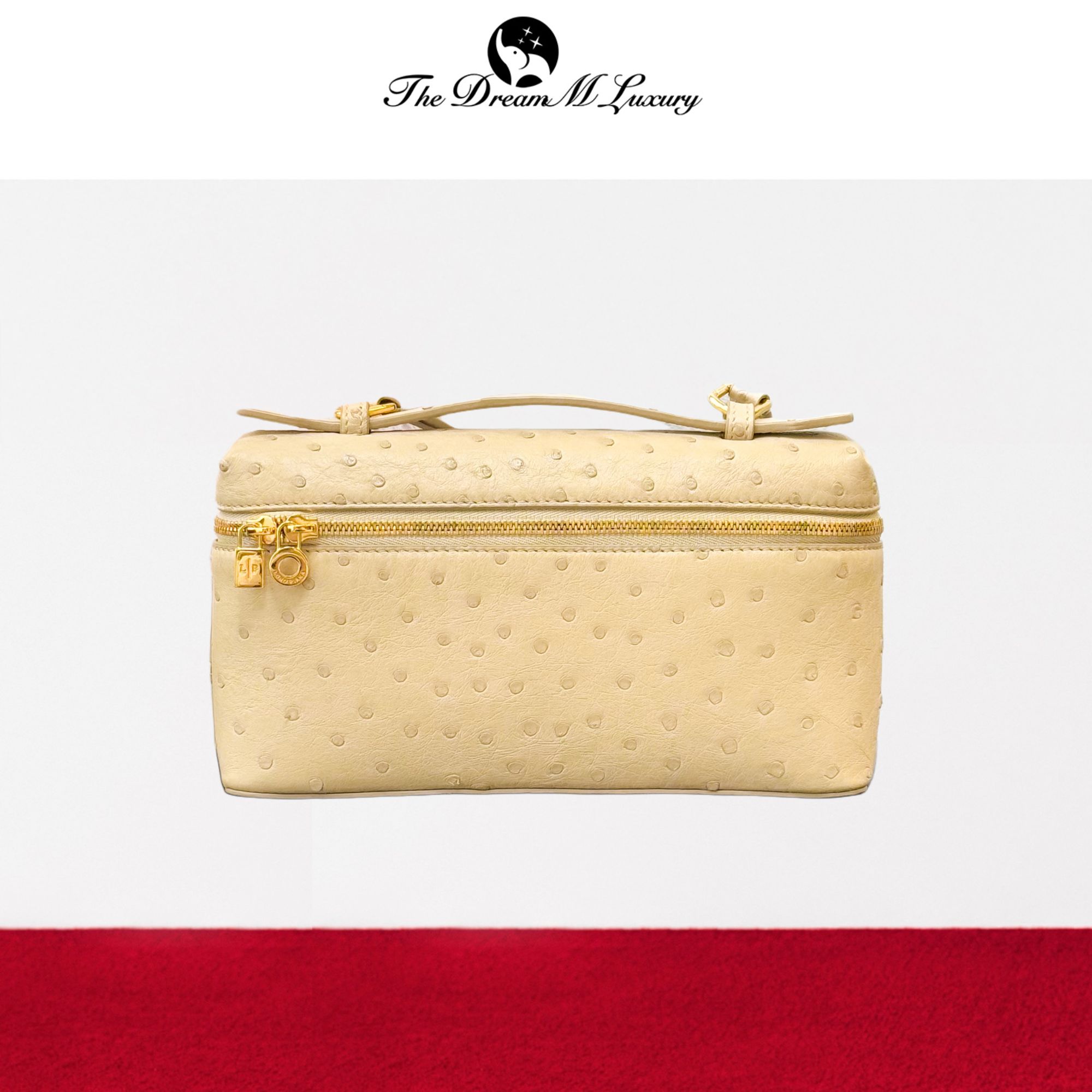 99新  Loro piana 米白色 鸵鸟皮 单肩包