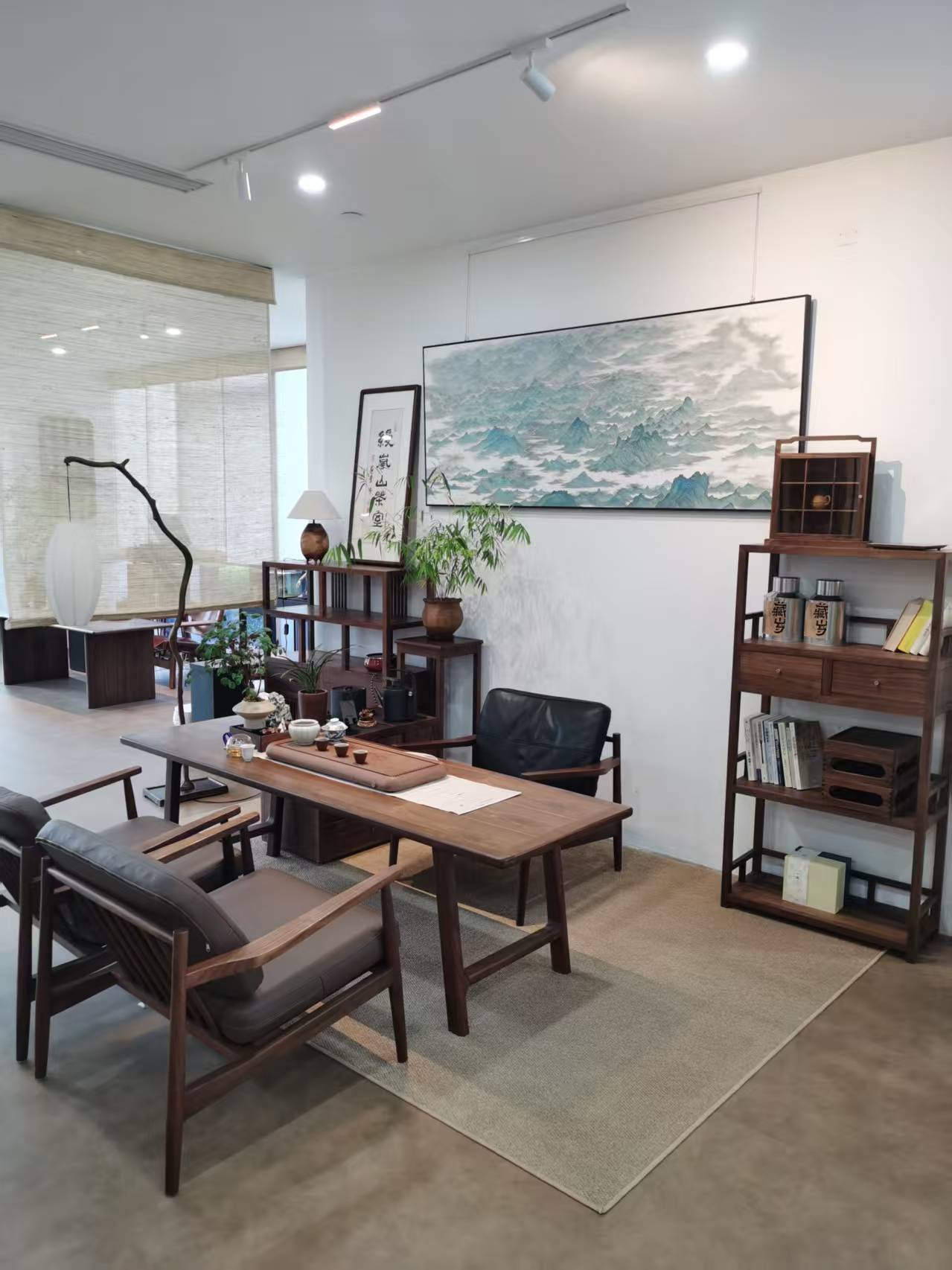  全套链接北美黑胡桃新中式茶桌实木