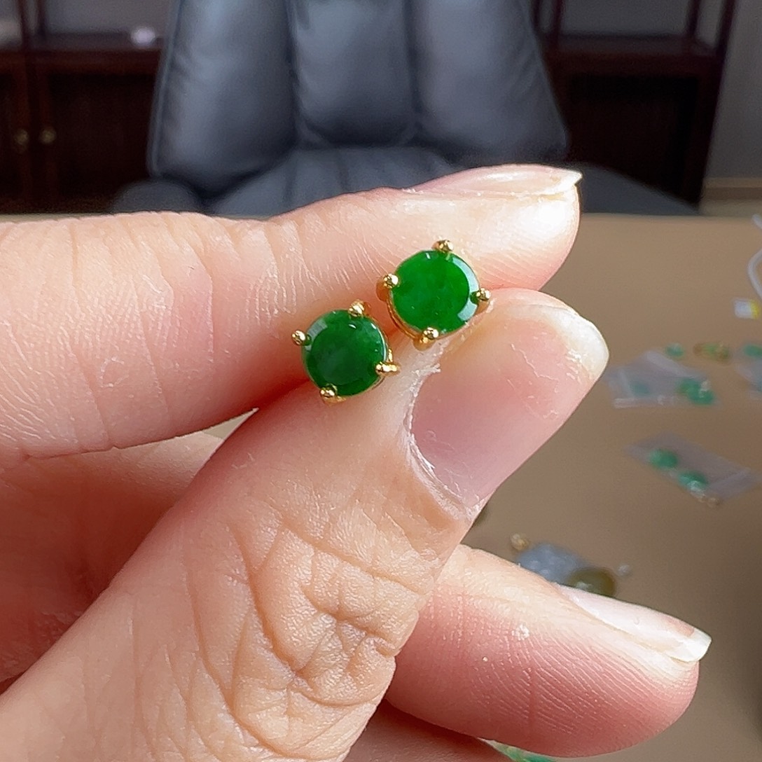 翡翠银S925镶嵌耳饰耳饰67