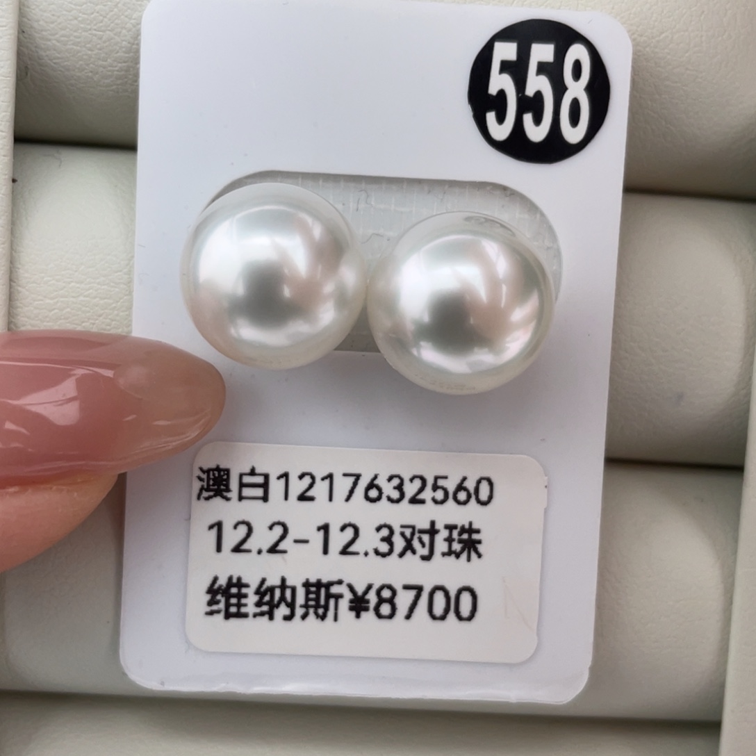 定制海水珍珠未镶嵌耳饰澳白维纳斯12.2-12.3mm