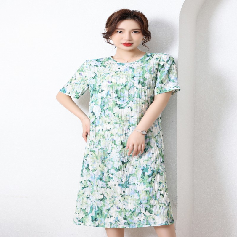 【敏洋纯】印花新款桑蚕丝休闲百搭日常连衣裙24X805