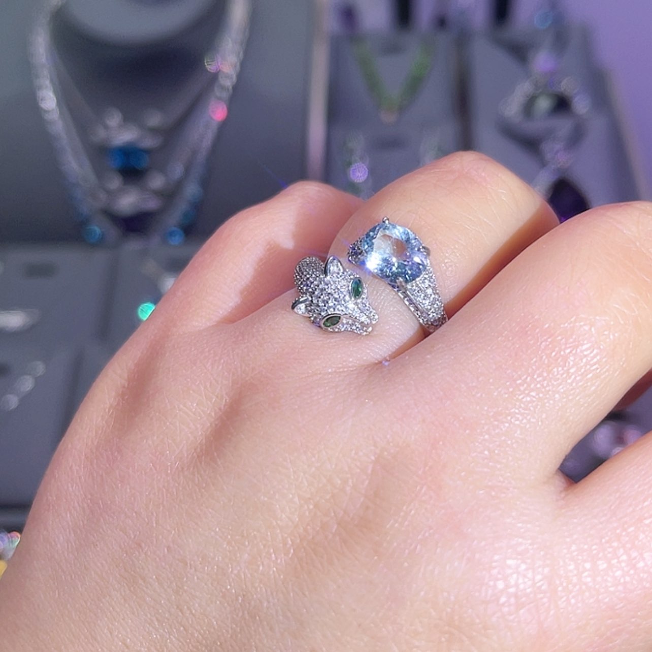 【闪购商品】海蓝宝石耳钉银S925镶嵌