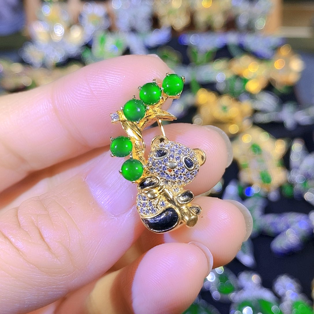 吊坠(不含链)银S925镶嵌翡翠