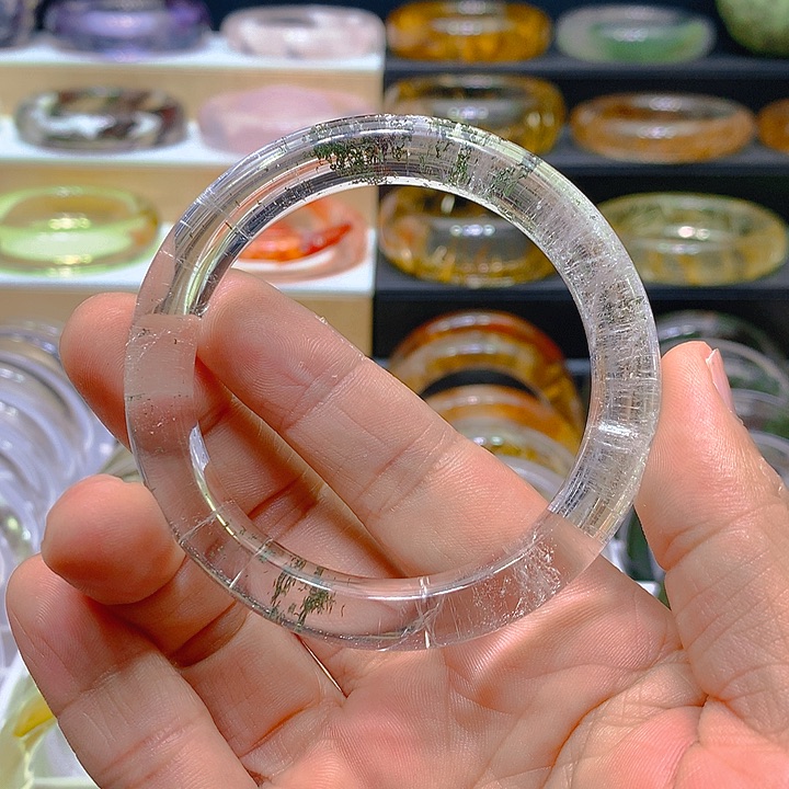 水晶手镯未镶嵌拽*天然水晶手镯57圈口