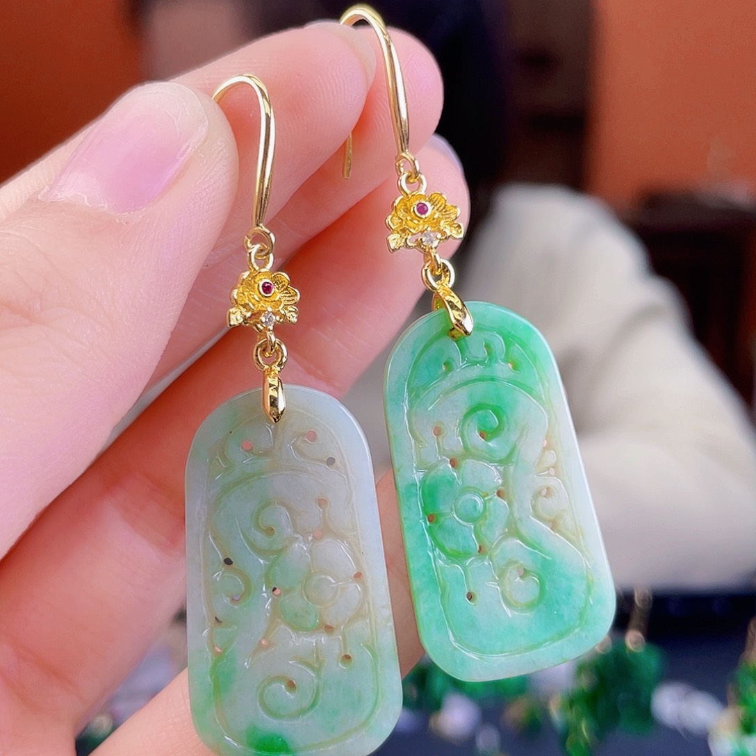 翡翠未镶嵌耳饰饰品