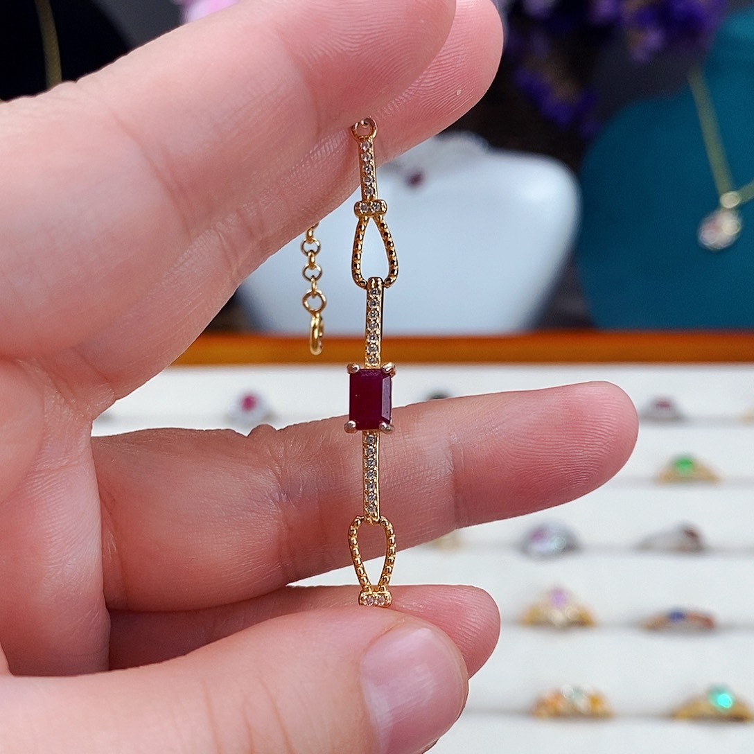 红宝石手链银S925镶嵌