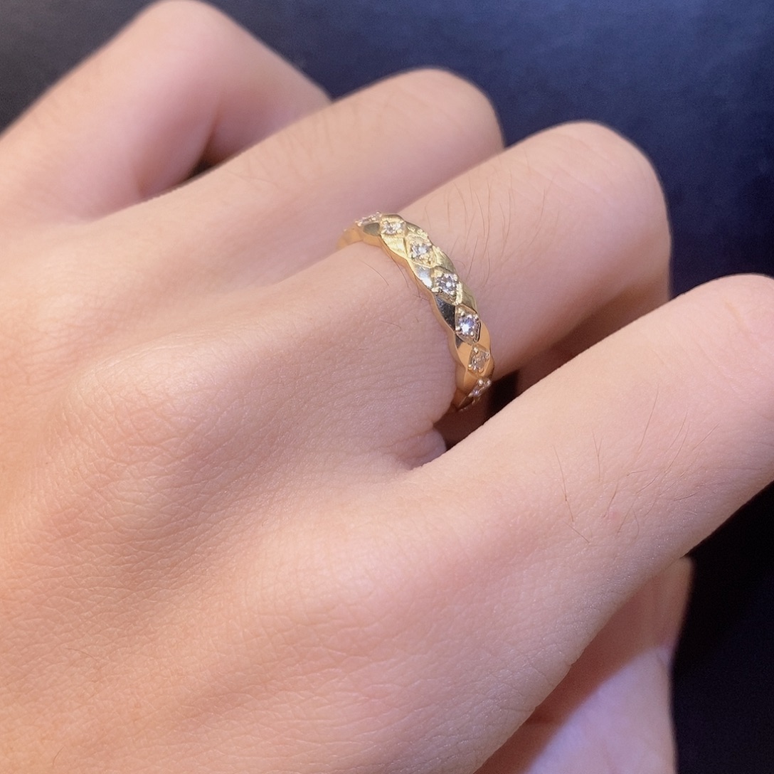 戒指/指环18K金镶嵌钻石满钻k黄