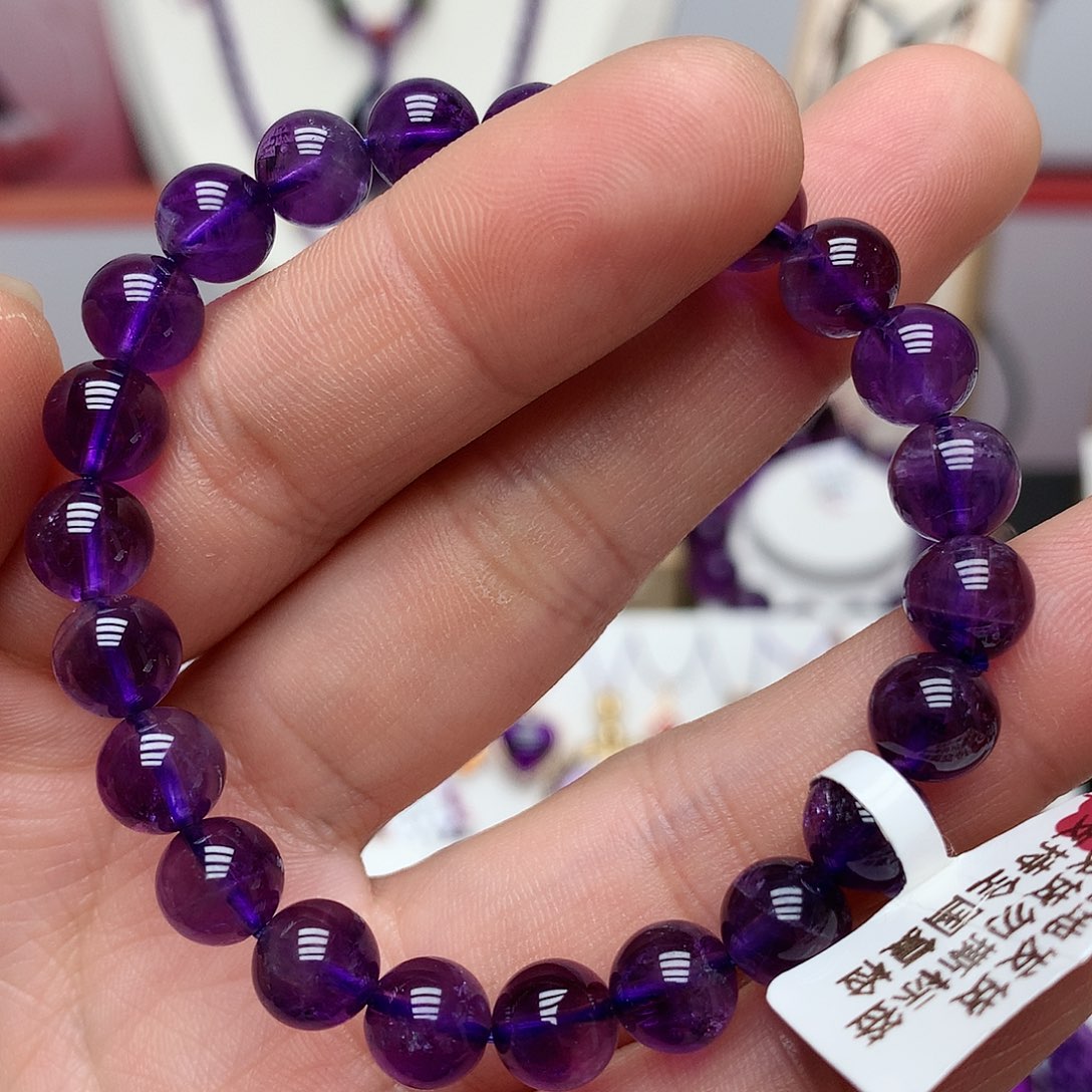 紫晶乌拉圭手串9-10mm有棉未镶嵌