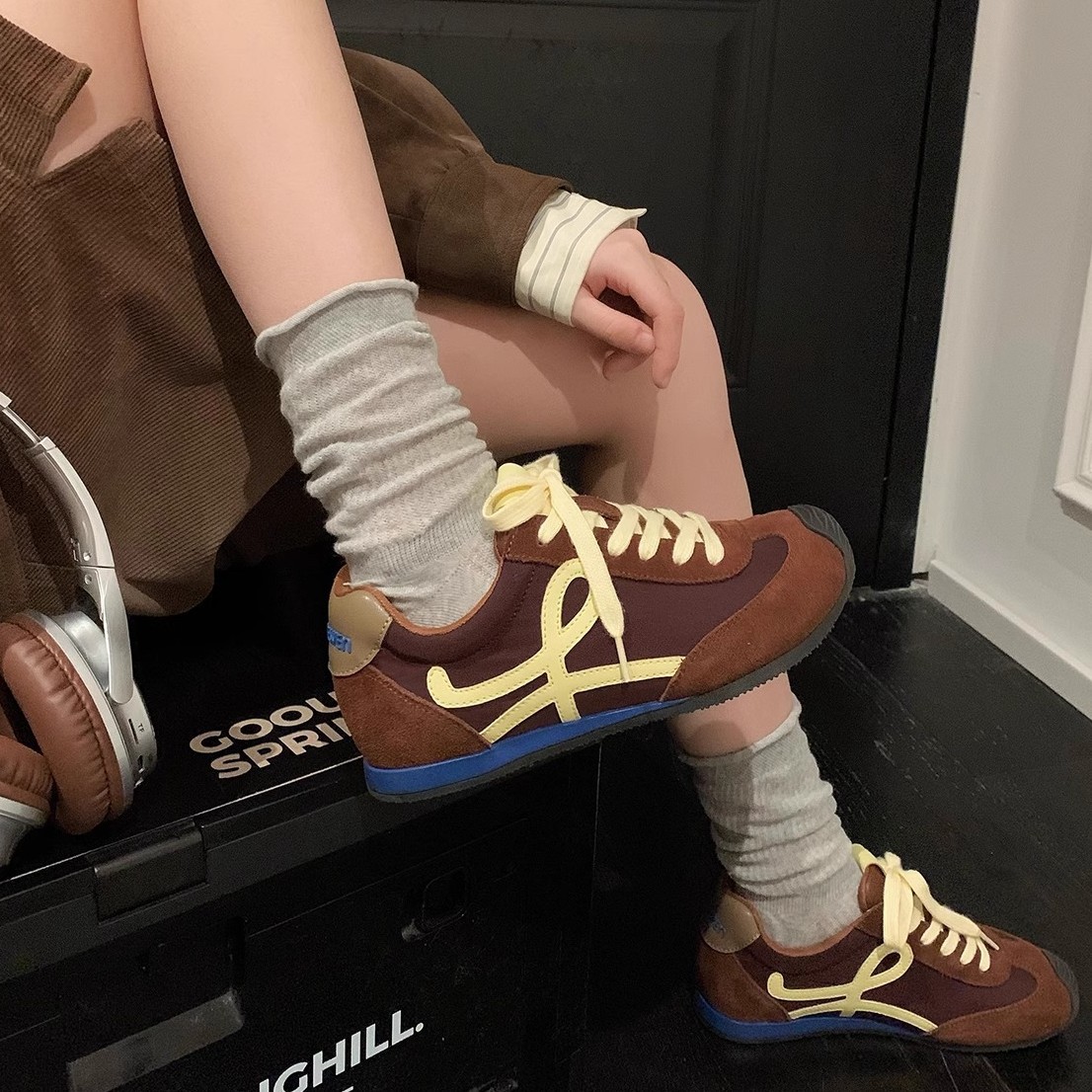 稳叔现货歪头女鞋运动鞋女2025春季新款软底百搭阿甘软底女鞋女生