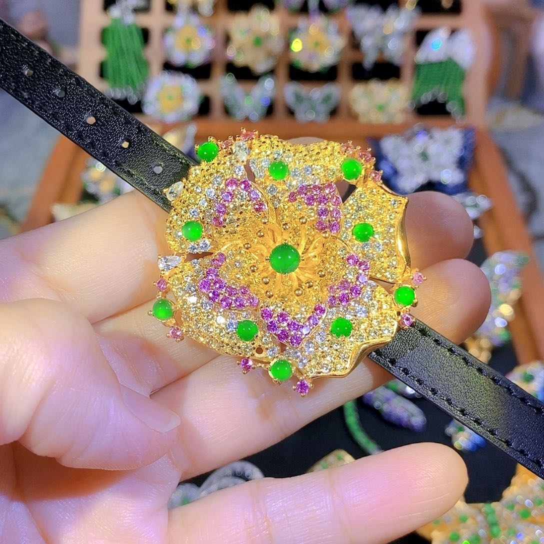 吊坠(不含链)银S925镶嵌翡翠