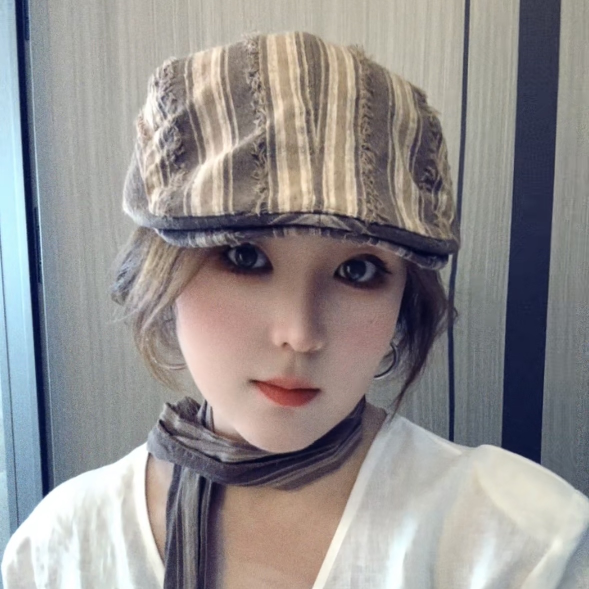 复古老钱条纹鸭舌前进帽春夏洗水棉轻薄透气时尚百搭