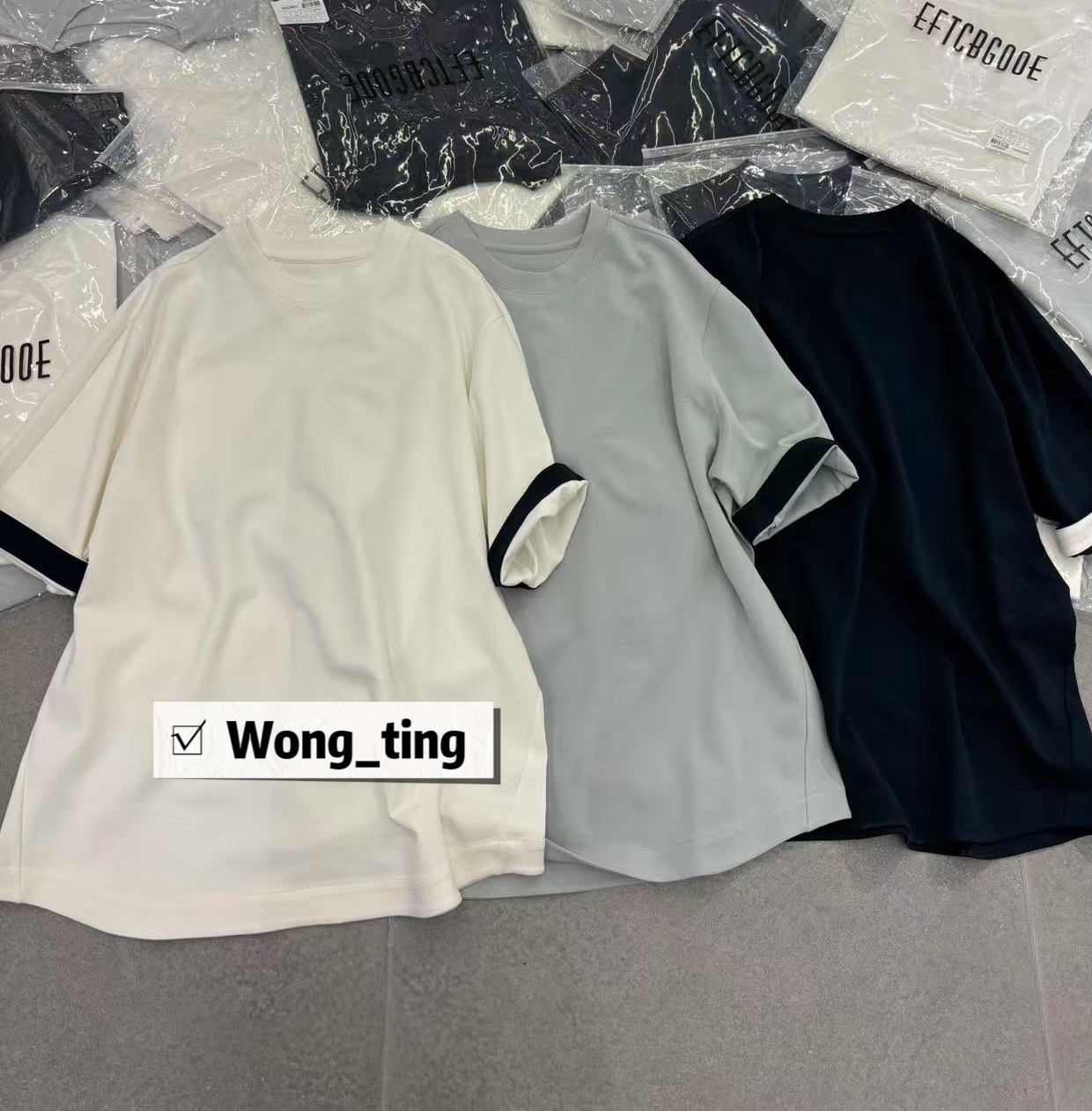 【W_ting】2025新款小众设计师三色净版大版短袖T恤82505