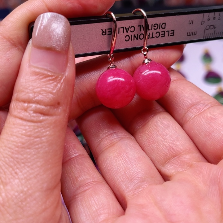 耳坠卡14蔷薇银S925镶嵌红宝石