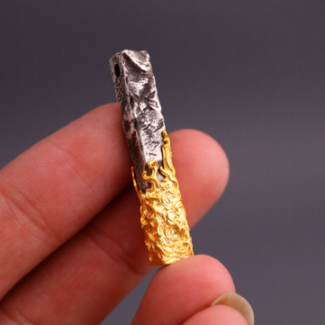 吊坠925银 「财神章」复古国风手工吊坠白泽手作原创挂坠