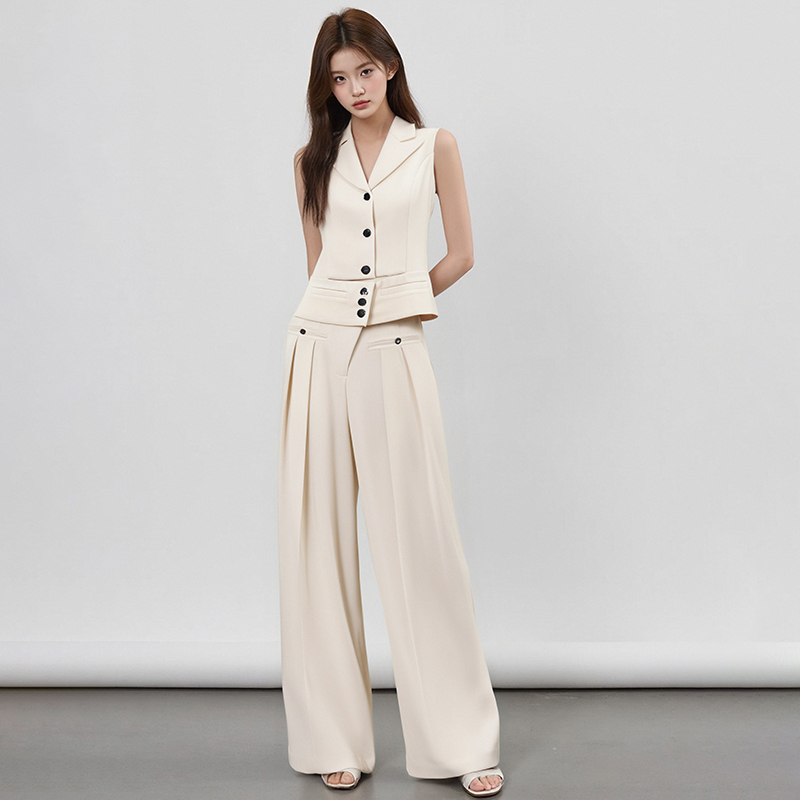 2025年新款无袖上衣阔腿裤女高级感休闲两件套装SHBZC622225