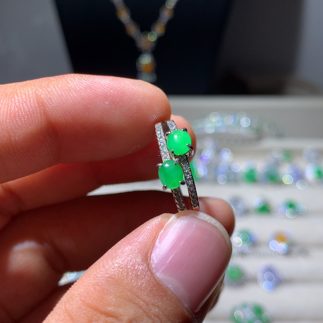 翡翠银S925镶嵌耳饰41