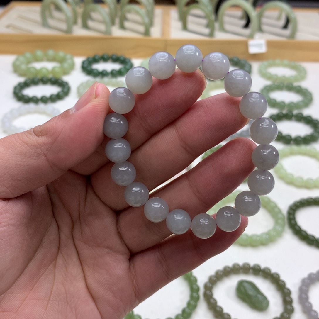 和田玉手串（烟紫9.8）未镶嵌