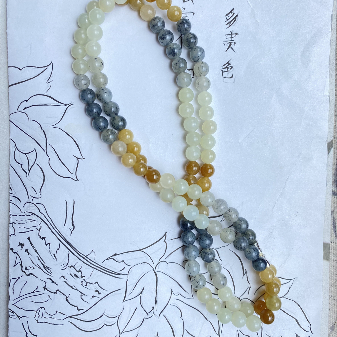 “满船清梦压星河”和田玉青花点墨搭配黄口糖色 细节渐变108