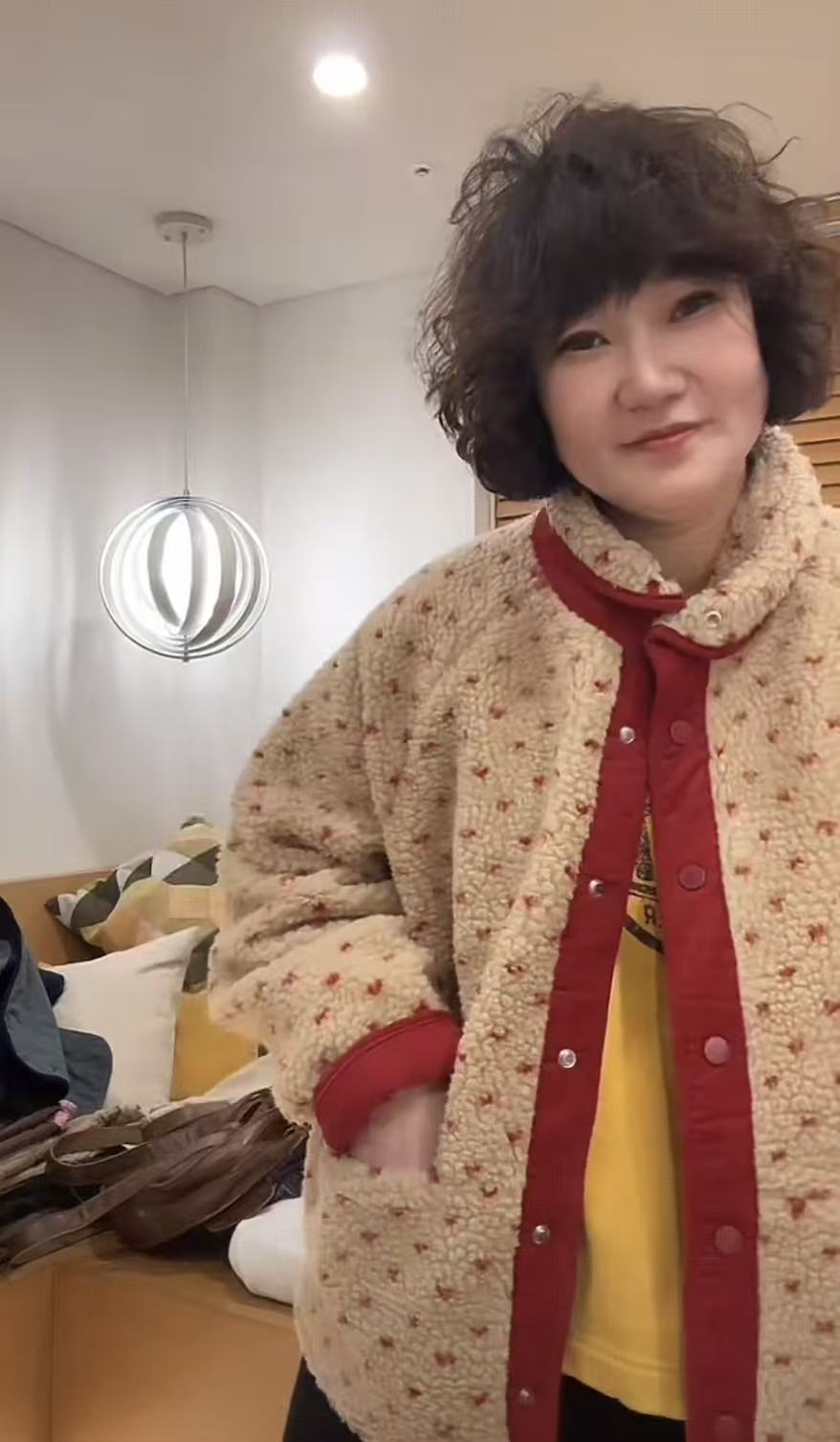 夏沐家洋气点点摇粒绒休闲外套726