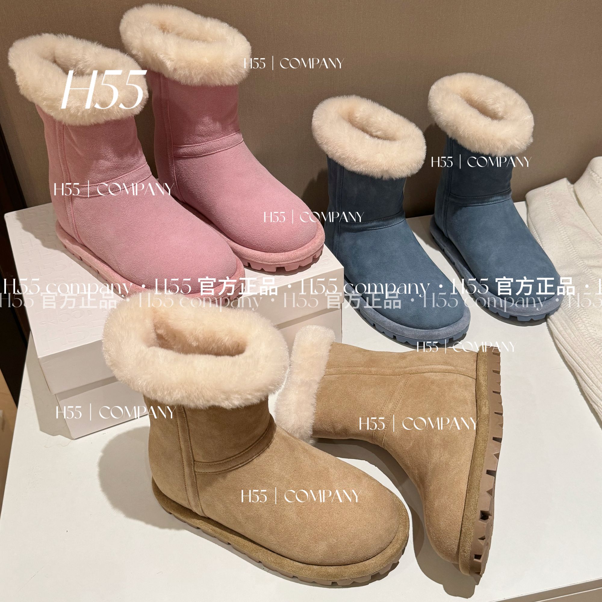 H55女鞋-棉花糖丨多巴胺色系增高厚底雪地靴21-3109-5（萌萌专属）