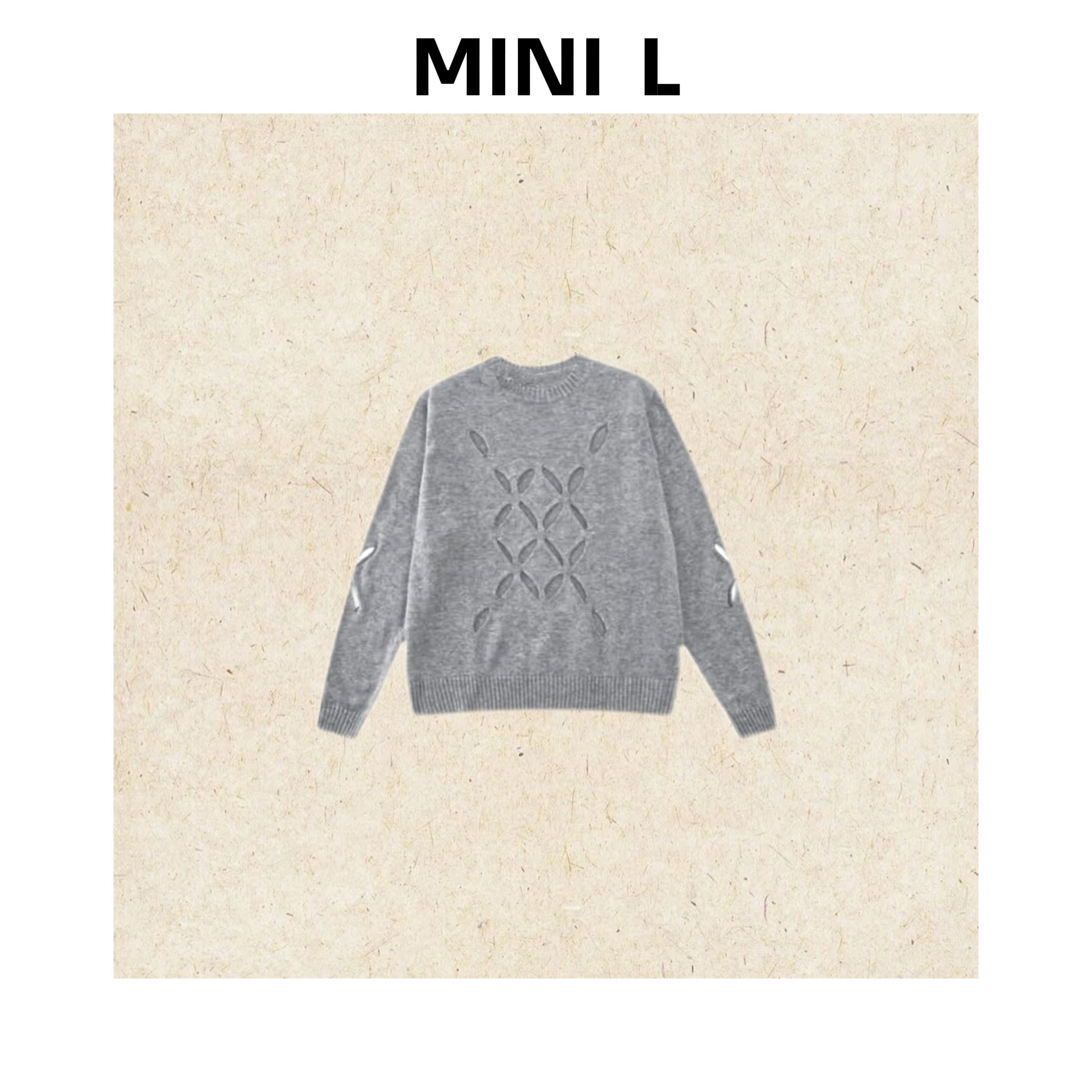 [MINI L]“空白格”羊毛腔调时髦精镂空圆领百搭针织套头衫