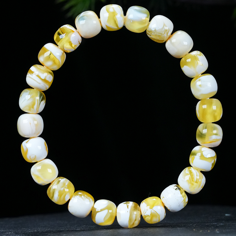 俄料金白浓蜡老型同料单圈手串纯天然原矿琥珀蜜蜡平安扣单珠吊坠