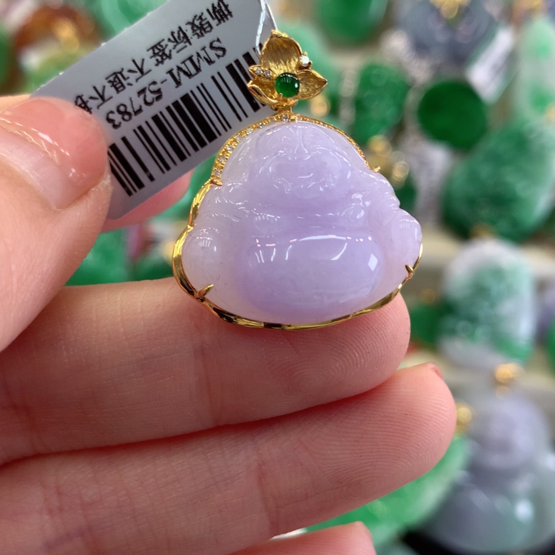 翡翠吊坠(不含链)18K金镶嵌