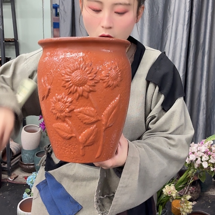 19×24 -粗陶花盆有孔-买买买