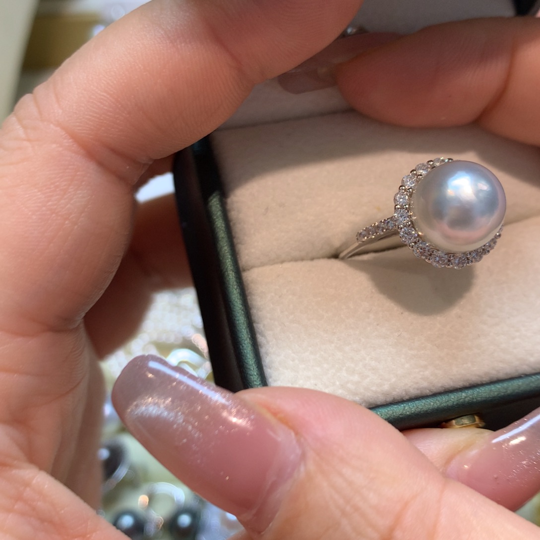 海水珍珠戒指银S925镶嵌