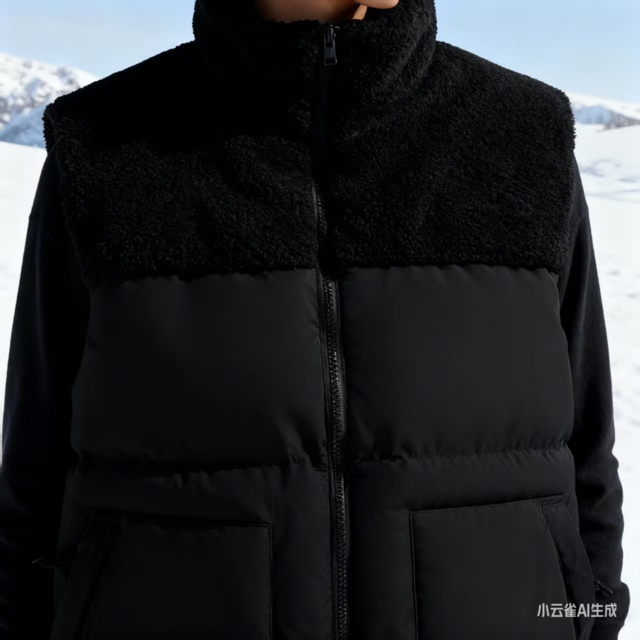 立领厚款拼接宽松型拉链加厚保暖秋冬男款马甲冬季