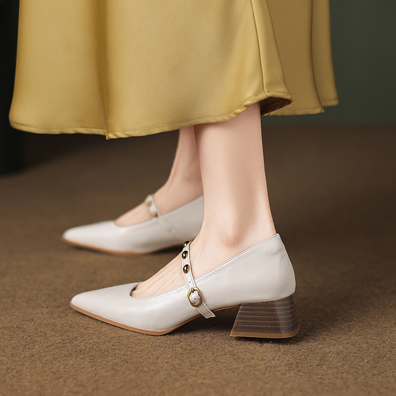 巨好看绝美时尚气质尖头高跟鞋女2025秋款秋季法式粗跟浅口小单鞋