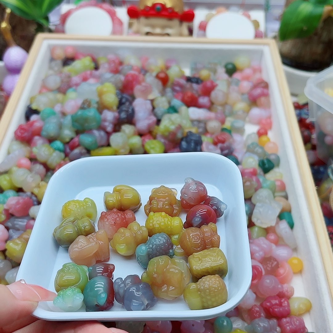 冰***蒜玛瑙/玉髓未镶嵌手链盐源65