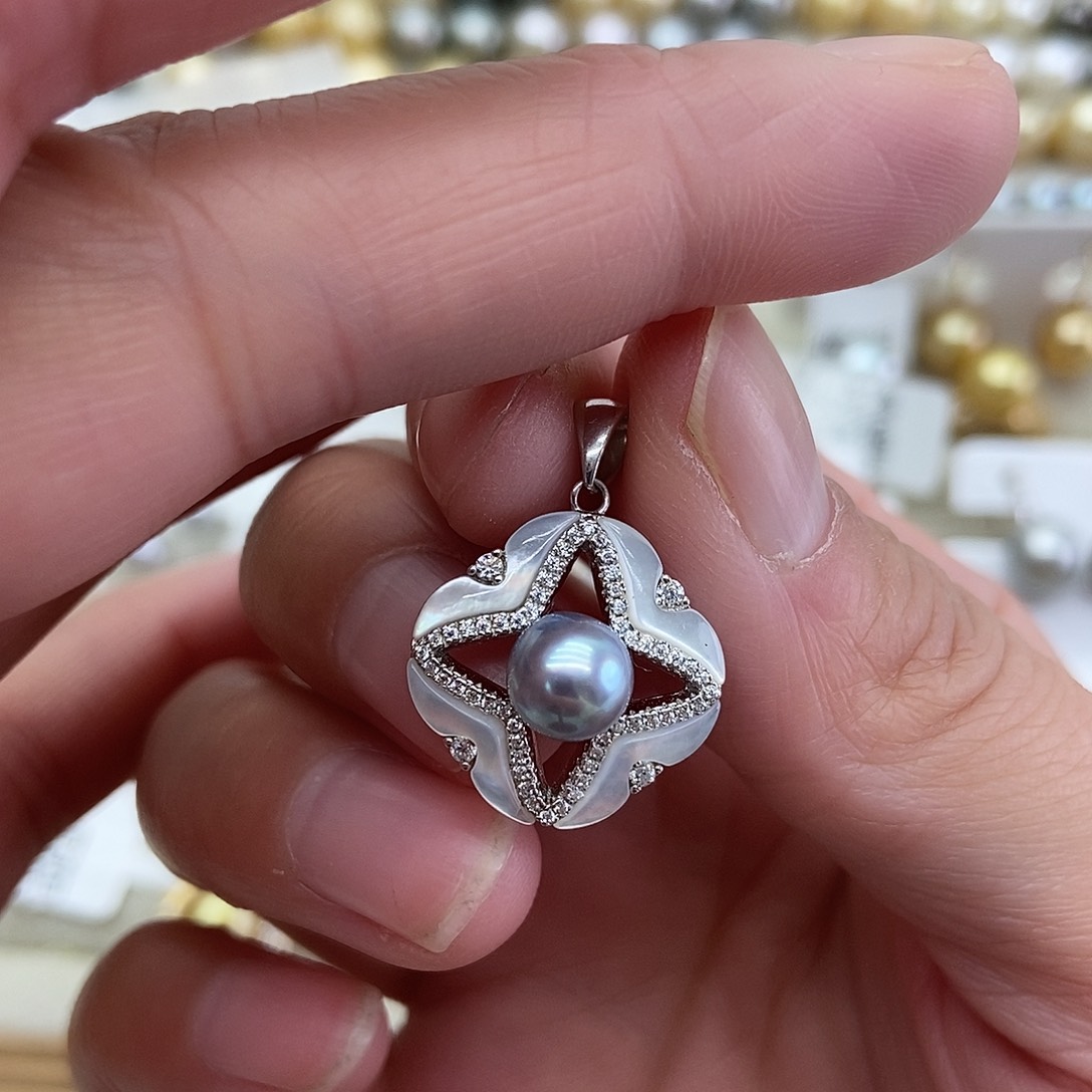 海水珍珠吊坠(不含链)银S925镶嵌