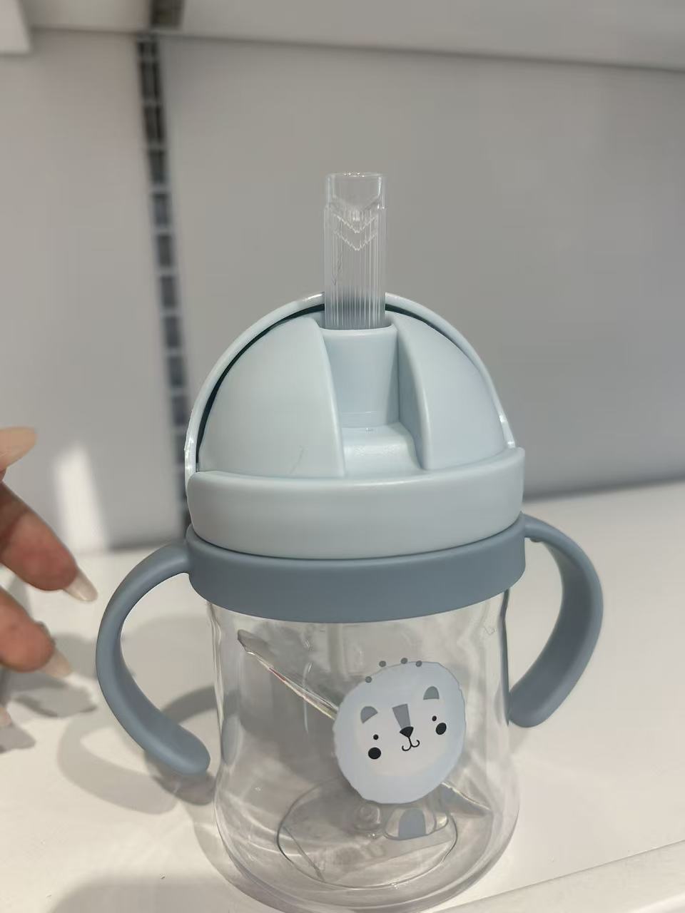 有手柄吸管款带提绳可爱风吸管杯饮水杯防呛婴幼儿