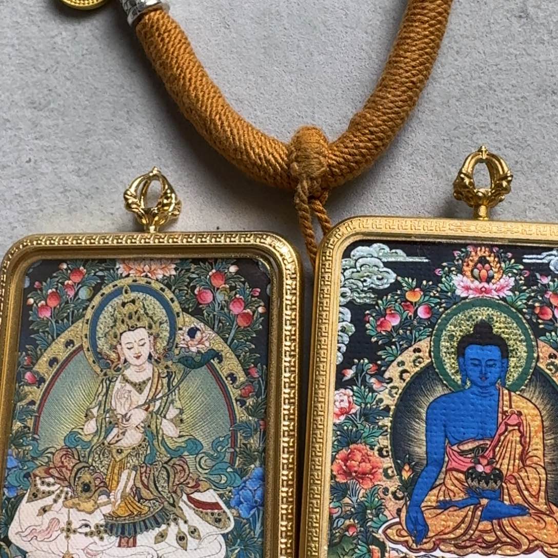 吊坠H**双面定制 药师 普贤孤品