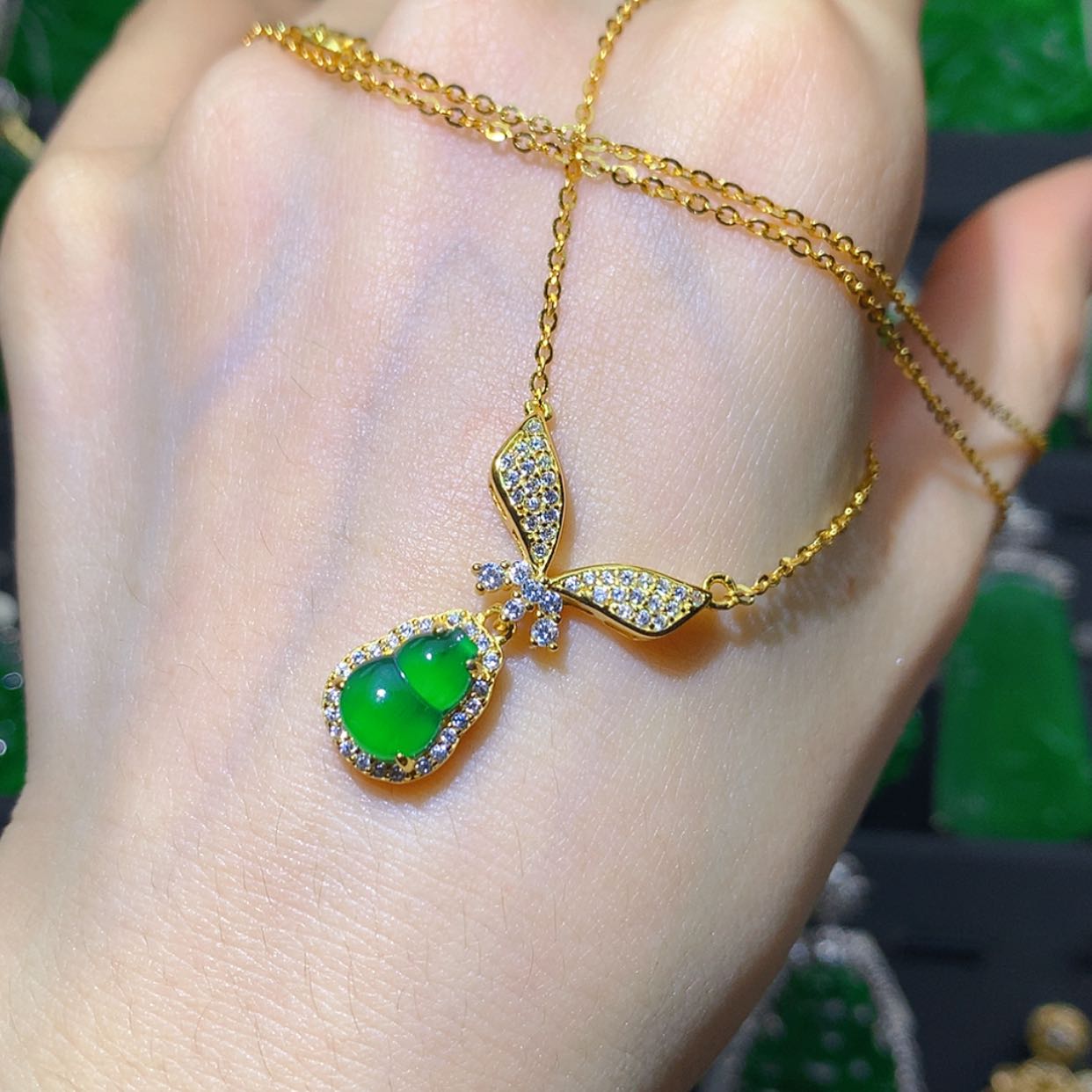 【闪购商品】翡翠套链银S925镶嵌111111