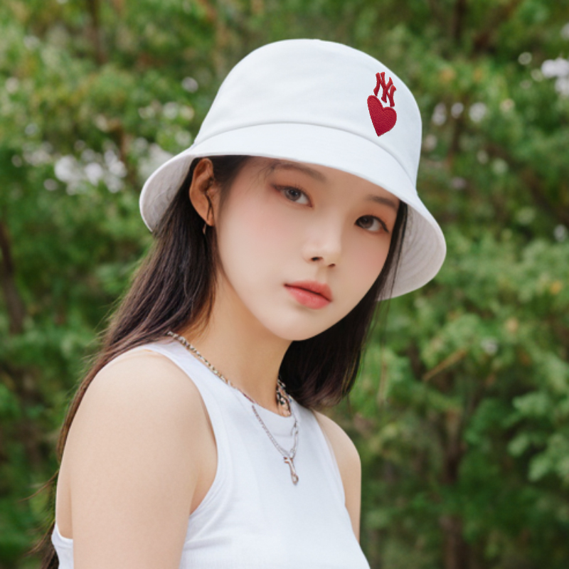 MLB渔夫帽男女情侣帽新款爱心系列简约休闲帽运动帽子3AHTH013N