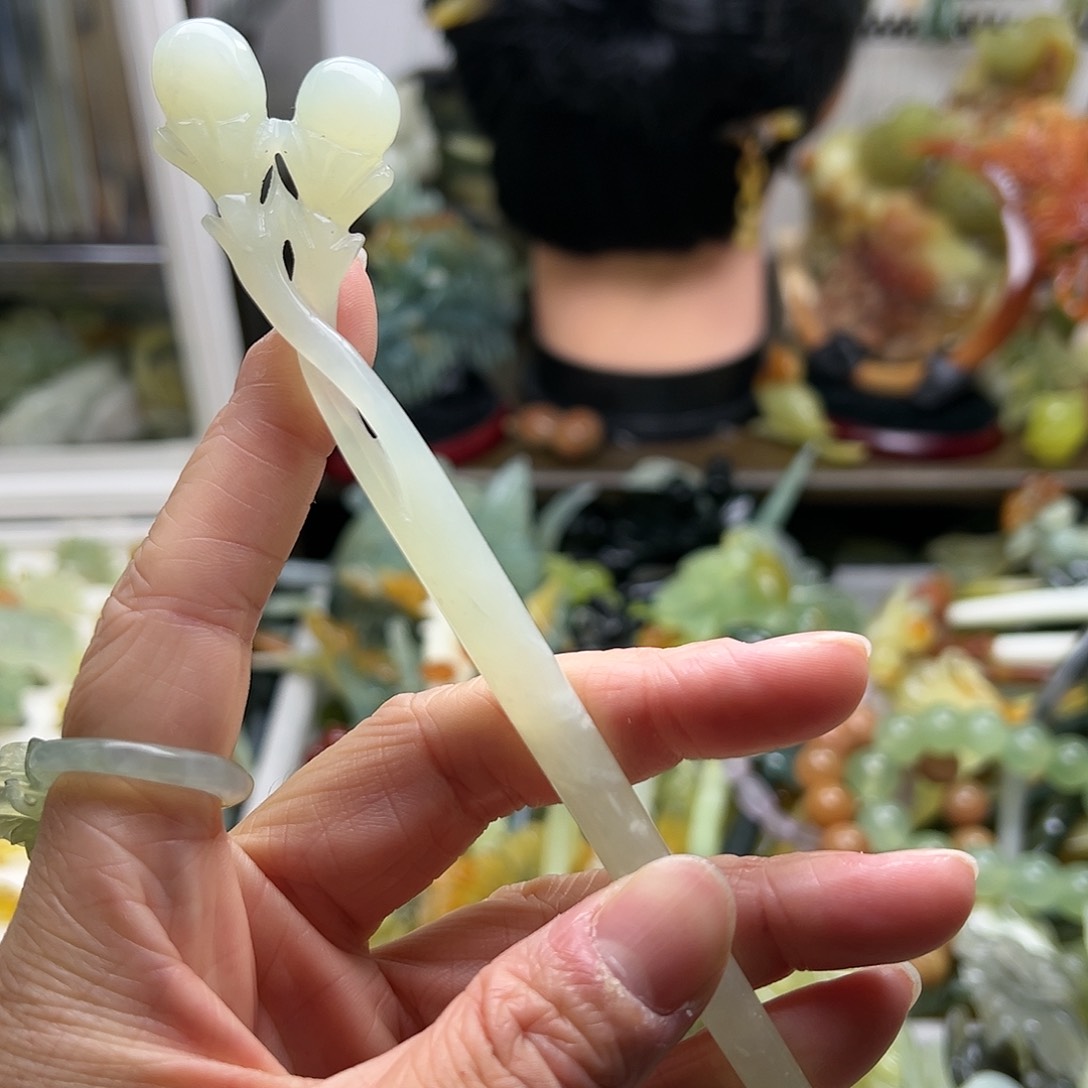 蛇纹石玉发饰合金