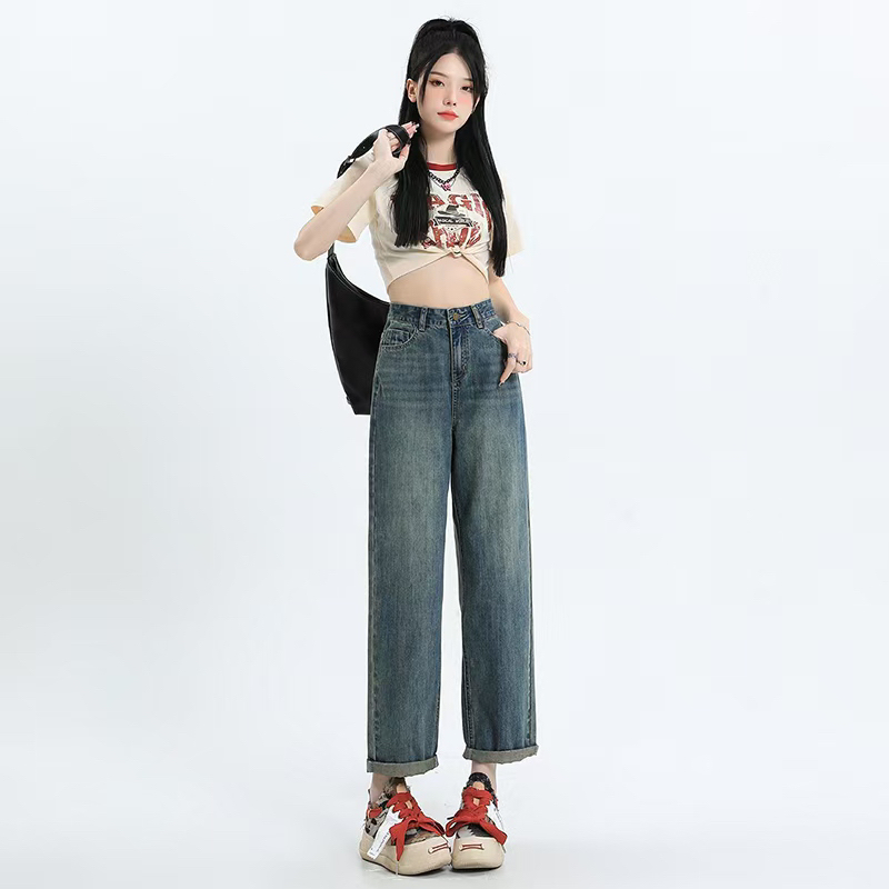 七七牛仔裤阔腿裤单裤加绒富强