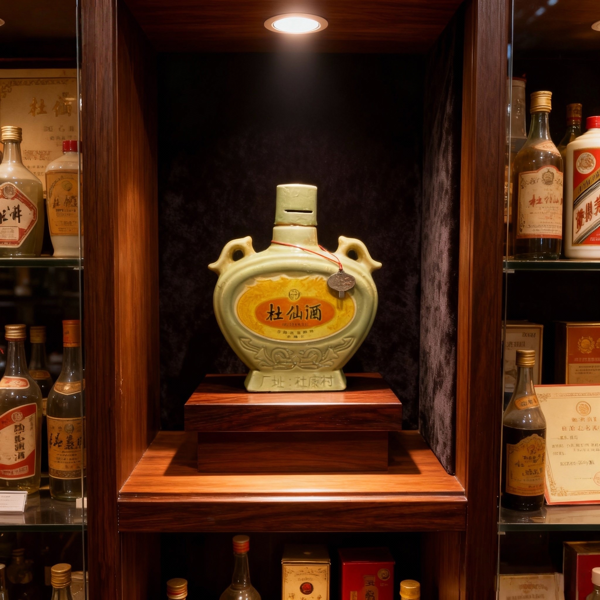 杜仙杜康村1988陶瓷双耳壶500ml浓香型纯粮食酒52度500