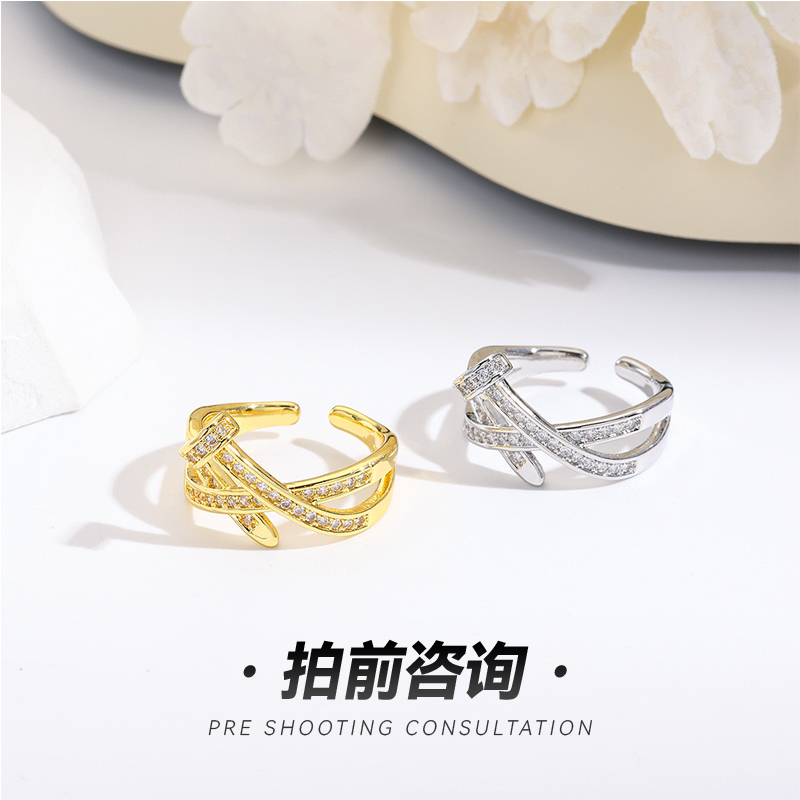 合金戒指 头尾钻钉子戒指欧美轻奢时尚休闲百搭气质小众简约