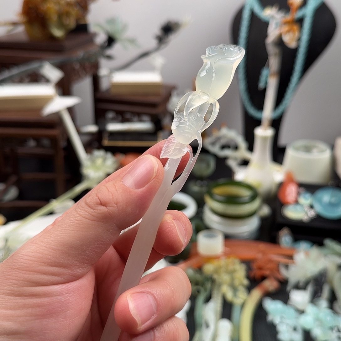 蛇纹石玉未镶嵌发饰