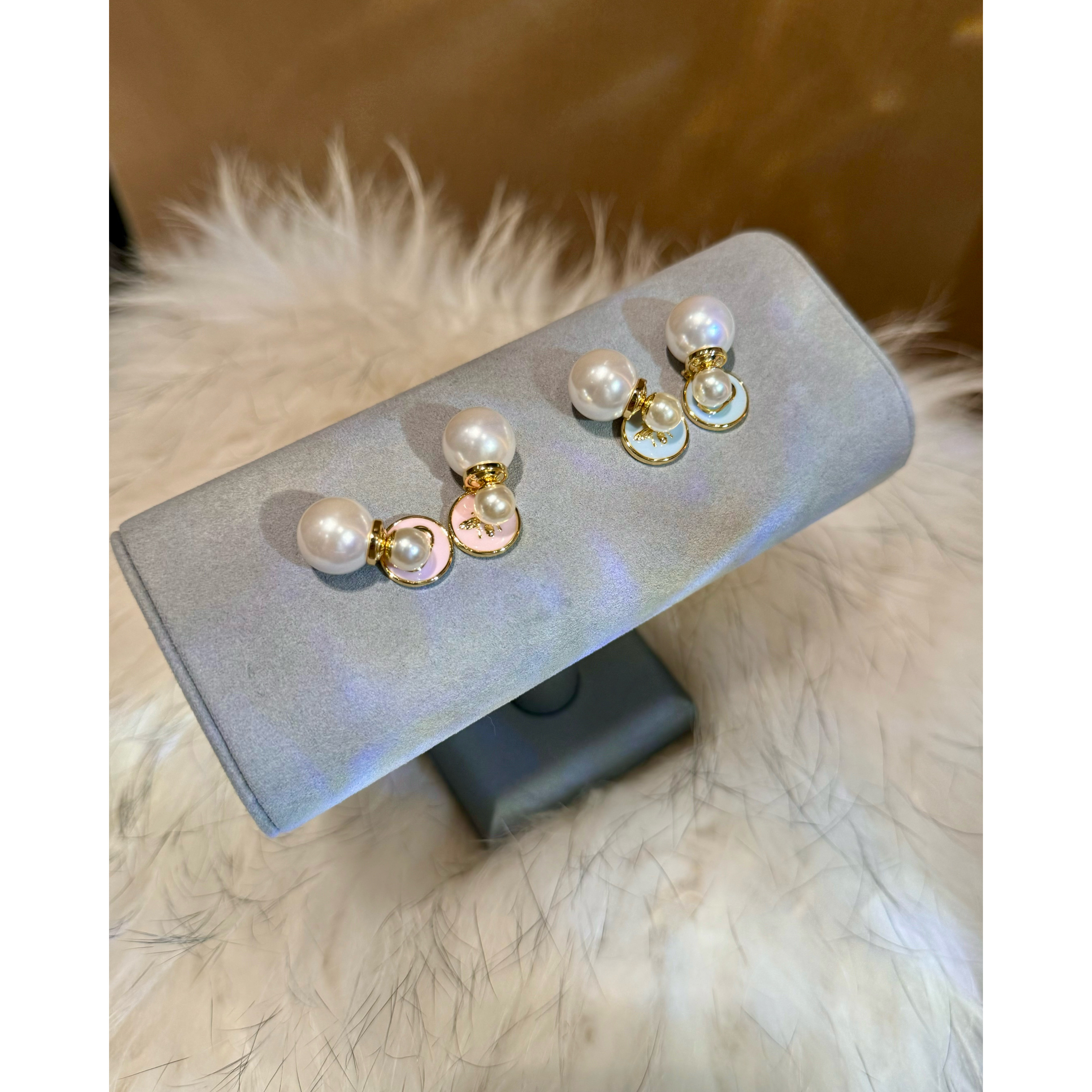 铜合金珐琅耳饰 时尚轻奢贝珠耳环 P0887