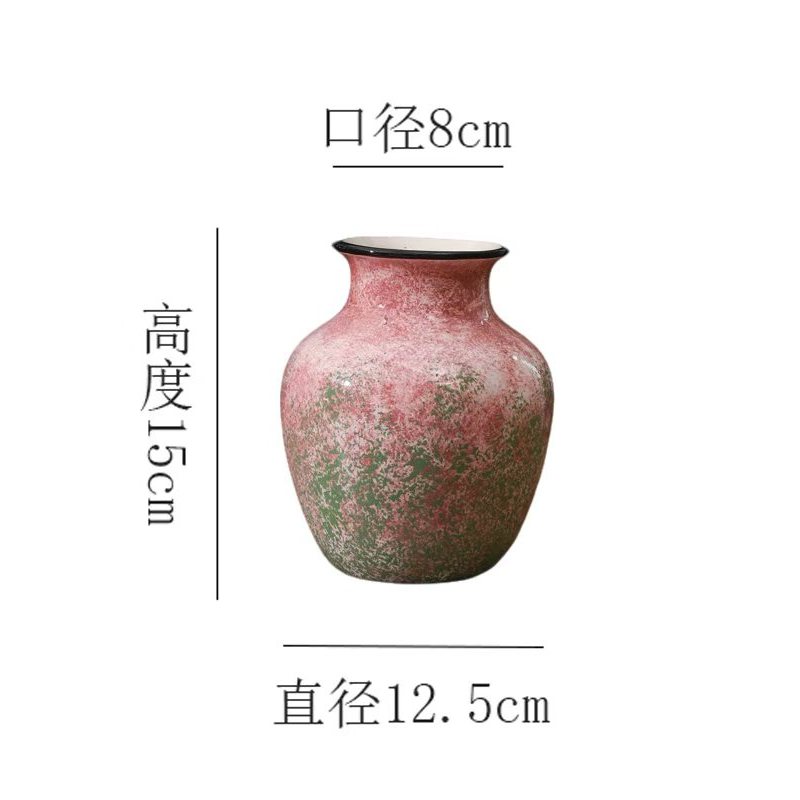 【绿脂凝春-小号胖肚瓶】无孔水培桌面陶瓷花瓶鲜花干花插花花器