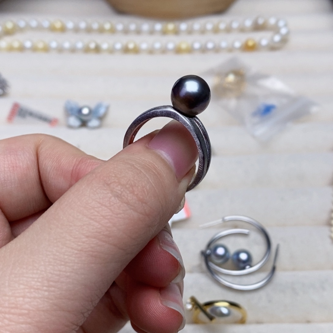 海水珍珠戒指银S925镶嵌
